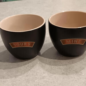 Baileys Irish Cream Yours and Mine Set of 2 Black Stoneware Espresso Coffee Mugs